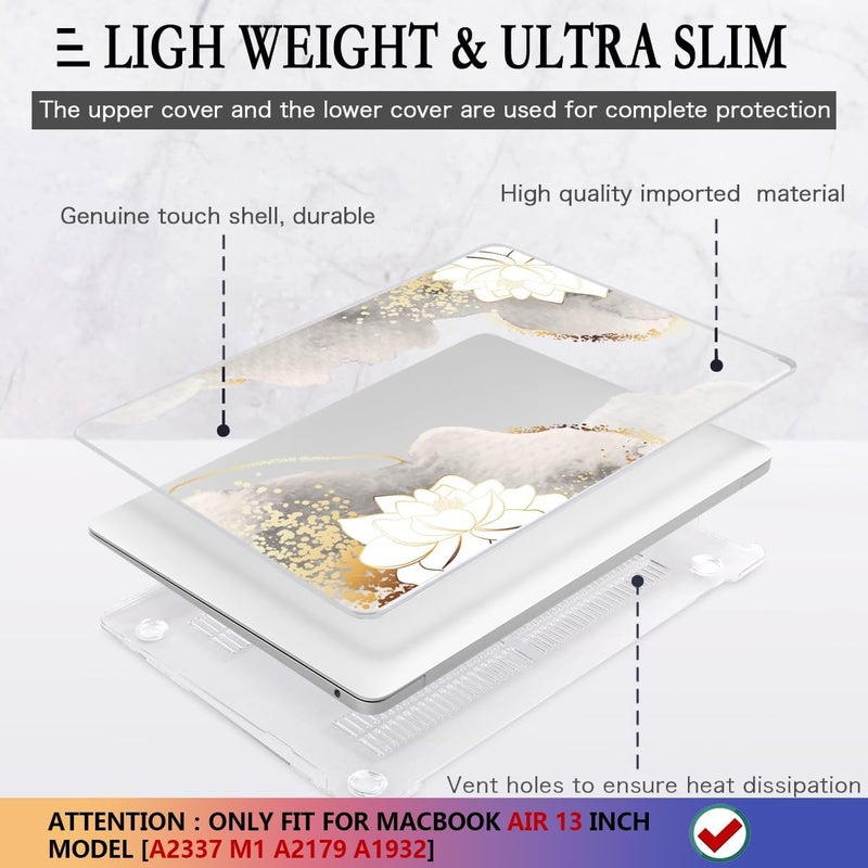 CISSOOK Compatible with MacBook Air 13 inch Case 2021 2020 2019 2018 2022 Release Model: M1 A2337 A2179 A1932, Floral Hard Shell Case Cover for MacBook Air 13 inch with Retina Display and Touch ID - Image 4